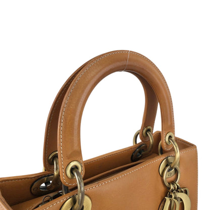 Christian Dior Lady Dior Charm Handbag Brown Vintage 5f6z3d