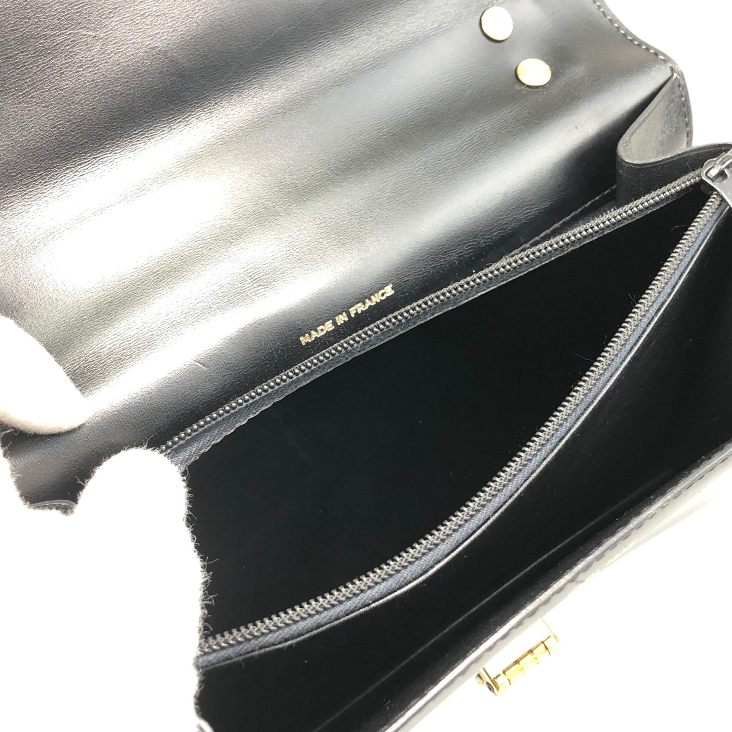 CELINE Horse Bit Top Handle Handbag Black Vintage 68wnsk