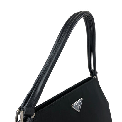 PRADA Tessuto Triangle Logo Handbag Black Vintage 4hjz48