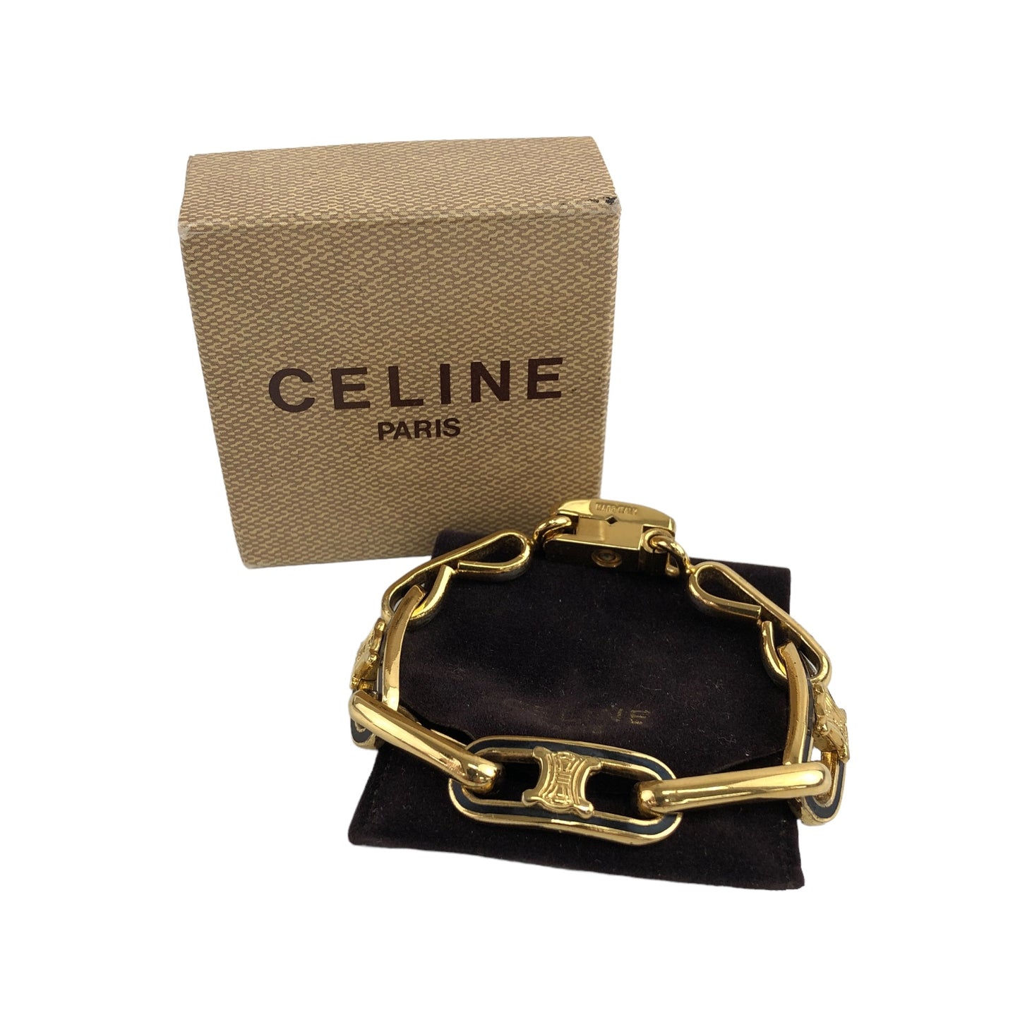 CELINE Blason Bracelet Gold Vintage ivp6ia