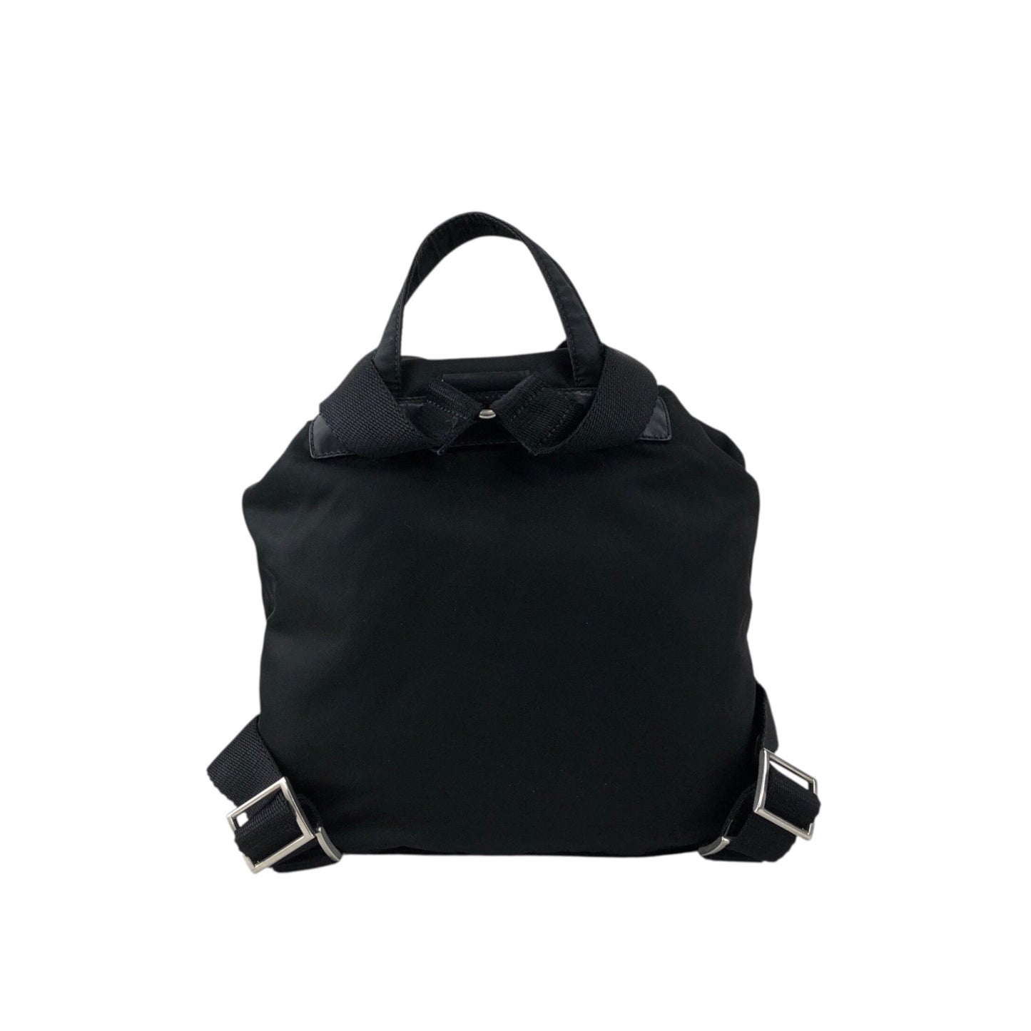 PRADA Tessuto Triangle Logo Double Pocket Backpack Black Vintage najw37