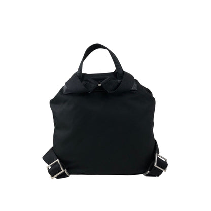 PRADA Tessuto Triangle Logo Double Pocket Backpack Black Vintage najw37