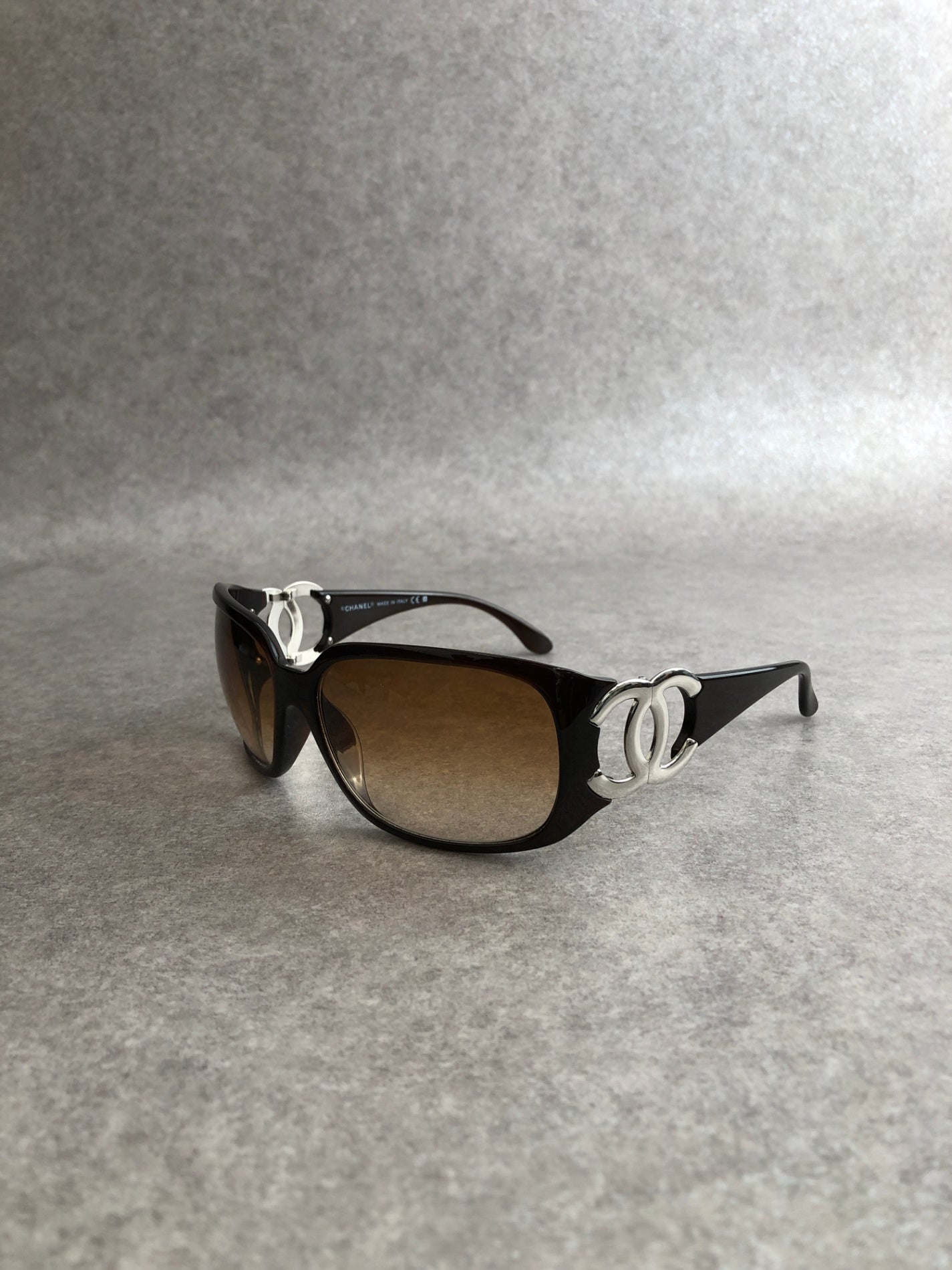 CHANEL Coco Mark Sunglasses Brown Vintage 2naxv6