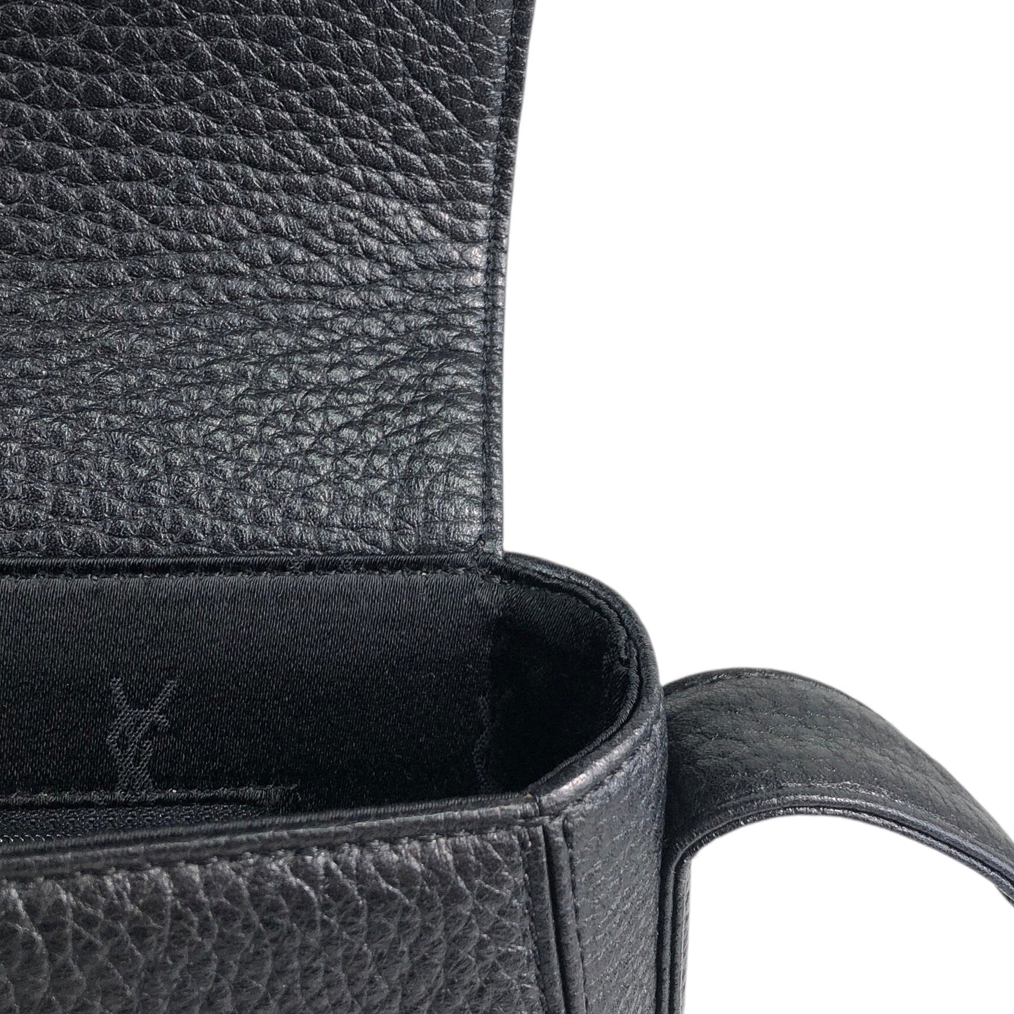 Yves Saint Laurent Logo Front Buckle Shoulder bag Black Vintage f6ymwp