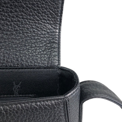 Yves Saint Laurent Logo Front Buckle Shoulder bag Black Vintage f6ymwp