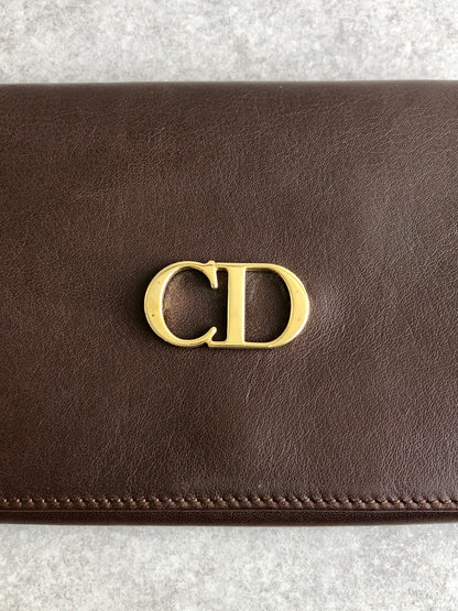 Christian Dior CD Logo Folded Wallet Brown Vintage 7ypju8