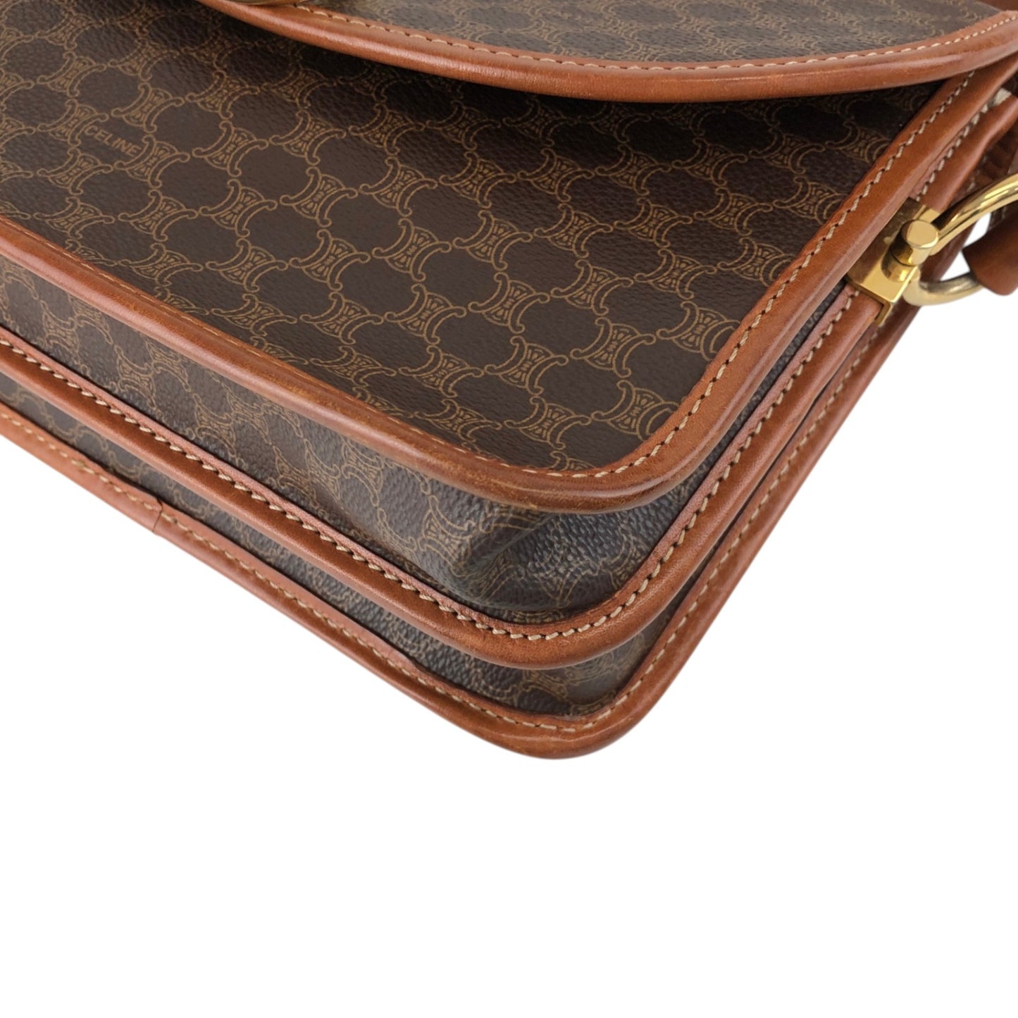 CELINE Macadam Gancini Shoulder bag Brown Vintage dtdg28