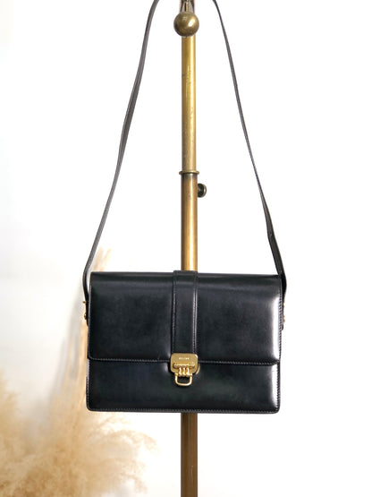 CELINE Horse Bit Shoulder bag Black Vintage 3kmi4e