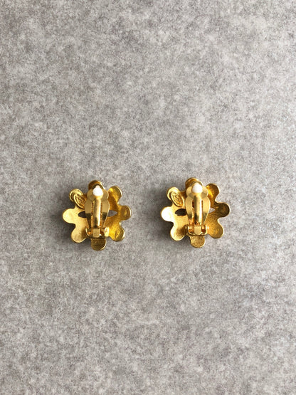 CHANEL Coco Mark Earrings Gold Vintage a6pmtj
