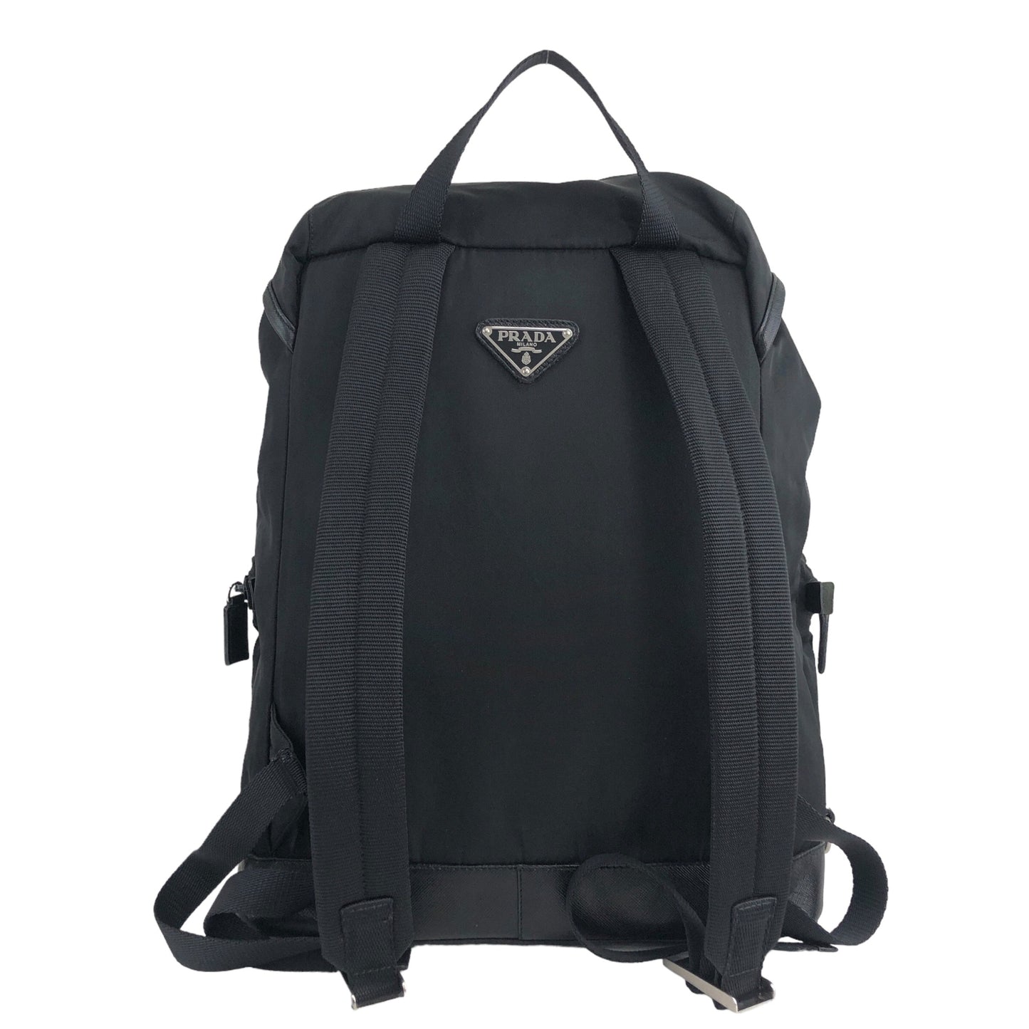 PRADA Triangle Logo Double Pocket  Backpack Black Vintage kpg86v