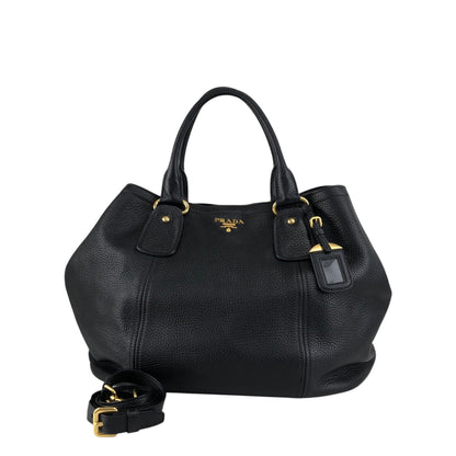 PRADA Logo Two-way Handbag Shoulder bag Black Vintage 5umuja