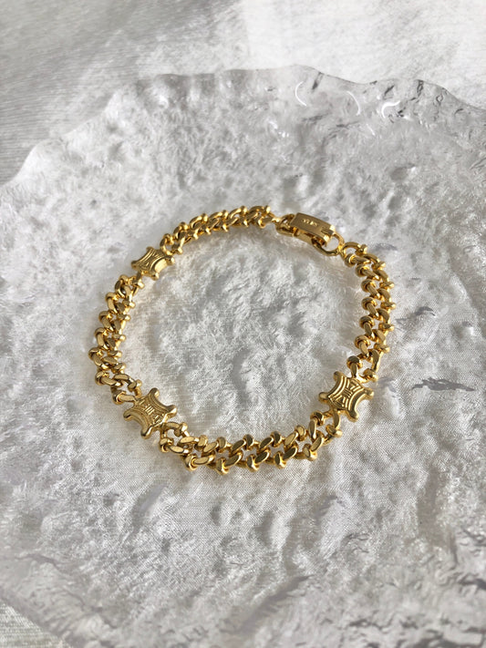 CELINE Triomphe Bracelet Gold Vintage 7je23u