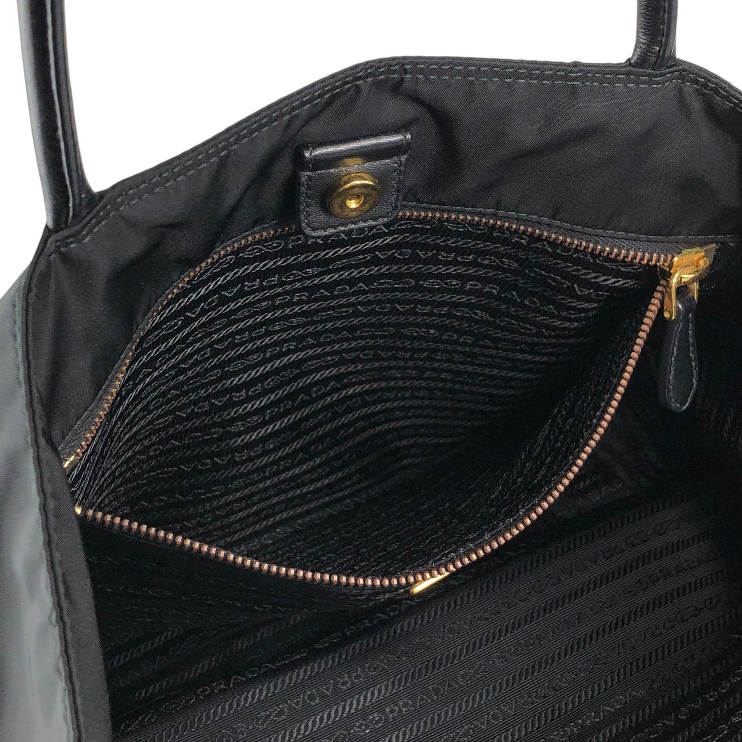 PRADA Tessuto Triangle Logo Handbag Totebag Black Vintage zahf6a