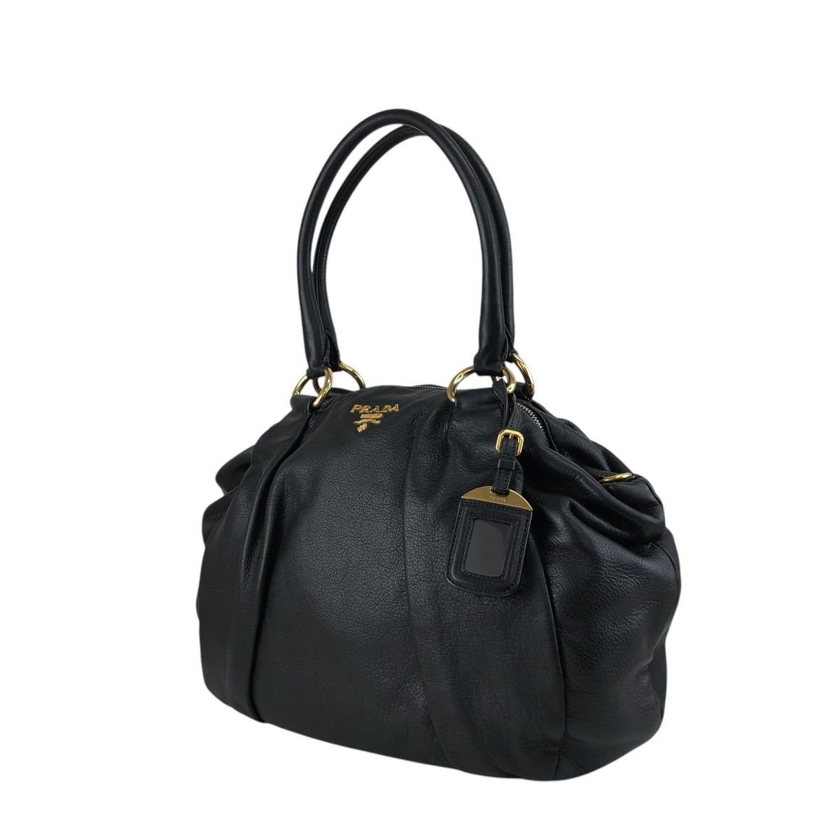 PRADA Logo Two-way Handbag Shoulder bag Black Vintage b3cs48