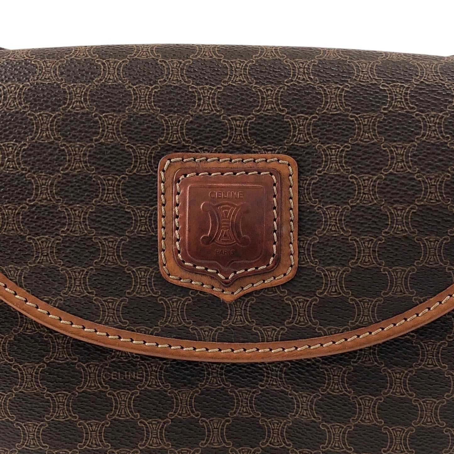 CELINE Macadam Blason Round Shoulder bag Brown Vintage nugdn8