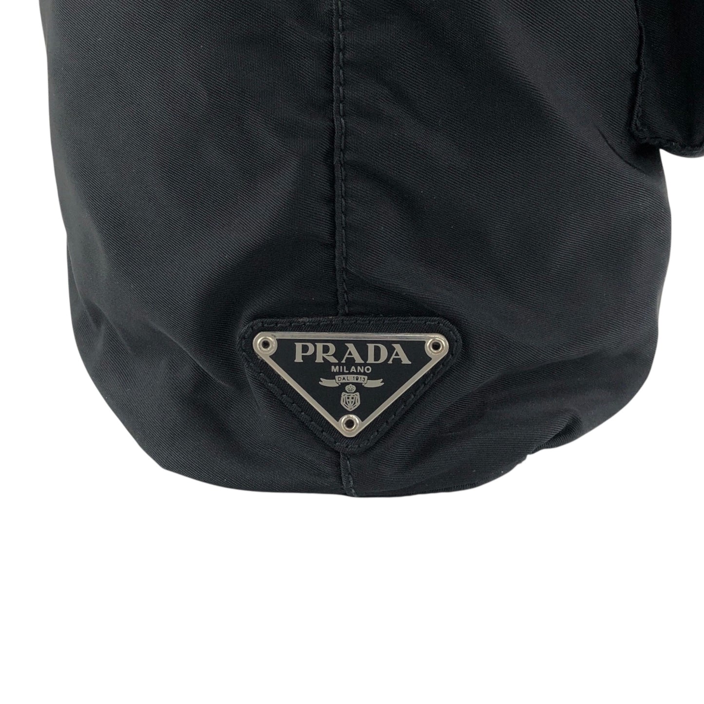 PRADA Tessuto Triangle Logo Double Pocket Totebag Black Vintage ui25rj