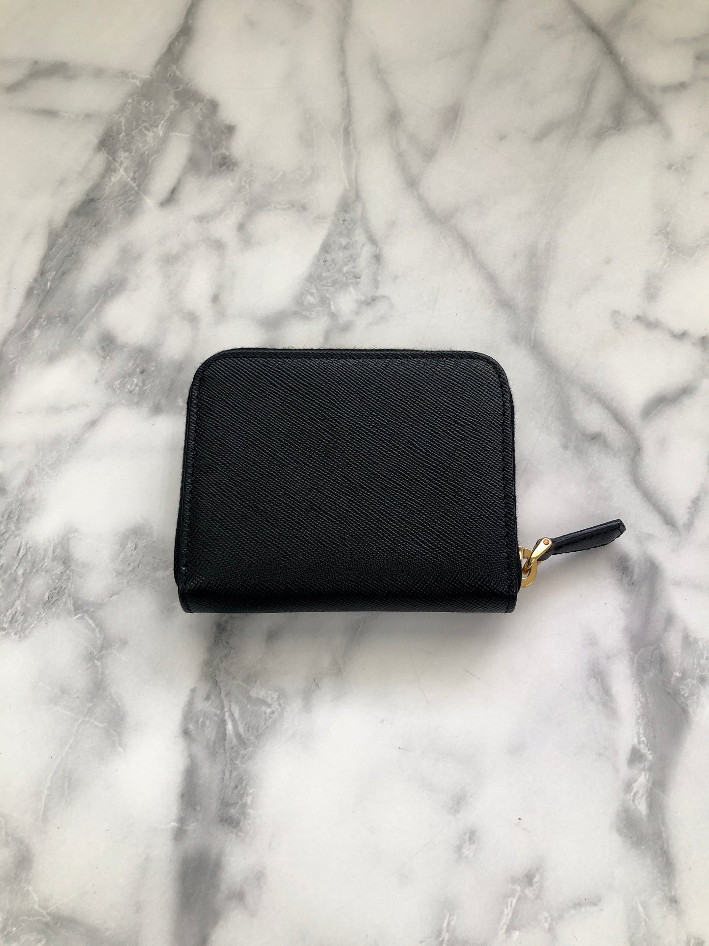 PRADA Triangle Logo Coin Purse Black Vintage d2ghy4