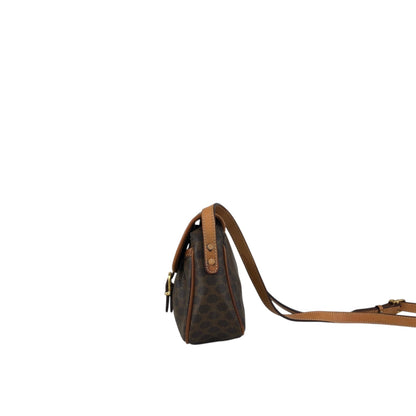 CELINE Macadam Front Buckle Shoulder bag Brown Vintage vryvsx