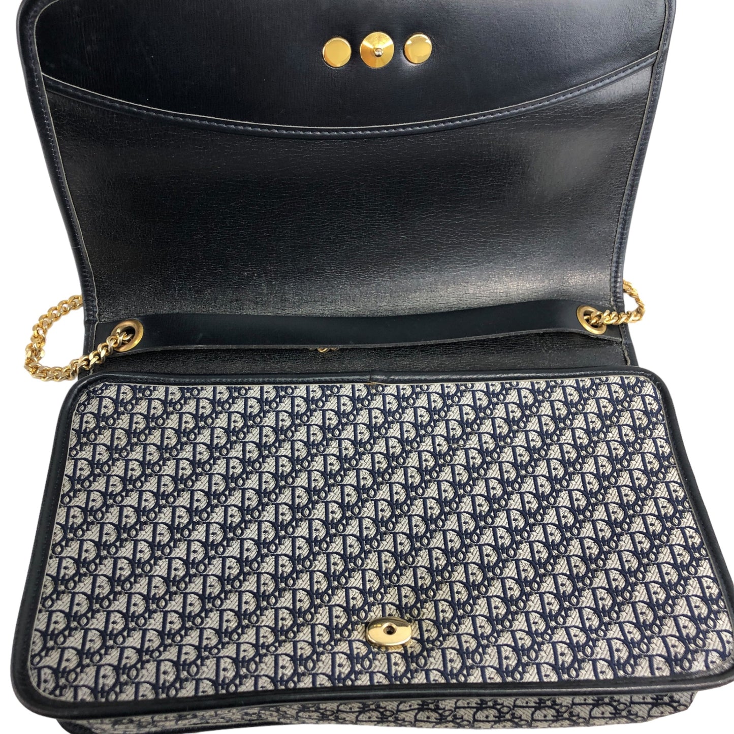 Christian Dior Trotter Chain houlder bag Navy Vintage p2efx5