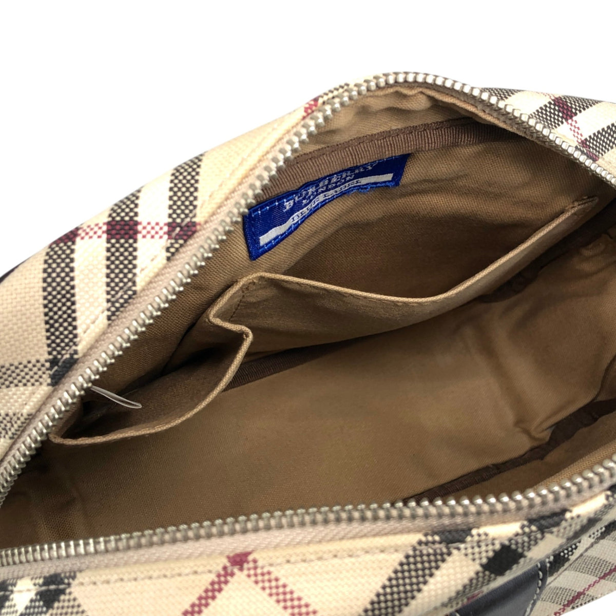 BURBERRY Check Front Buckle Shoulder bag Beige Vintage v45pfb