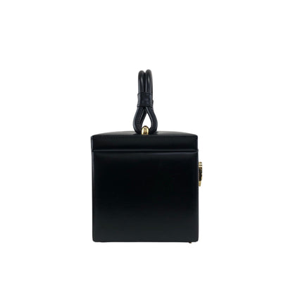 LOEWE Logo Front Lock Small Handbag Vanity bag Black Vintage ttbuhr