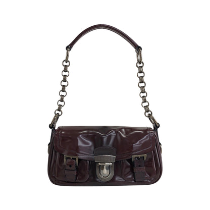 PRADA 前扣單肩包 棕色 復古 j5mn5d