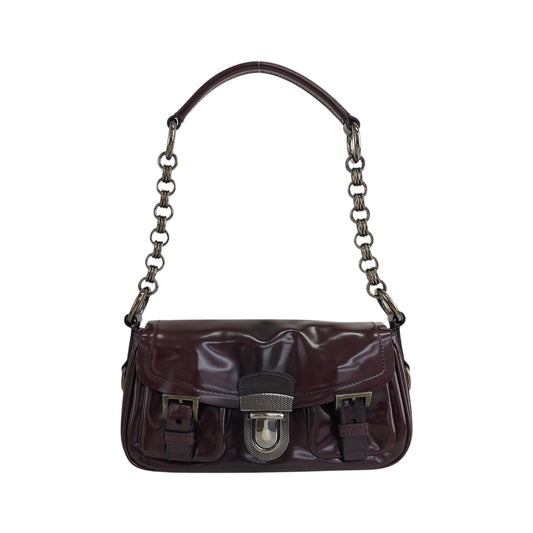 PRADA Front Buckle Shoulder bag Brown Vintage j5mn5d