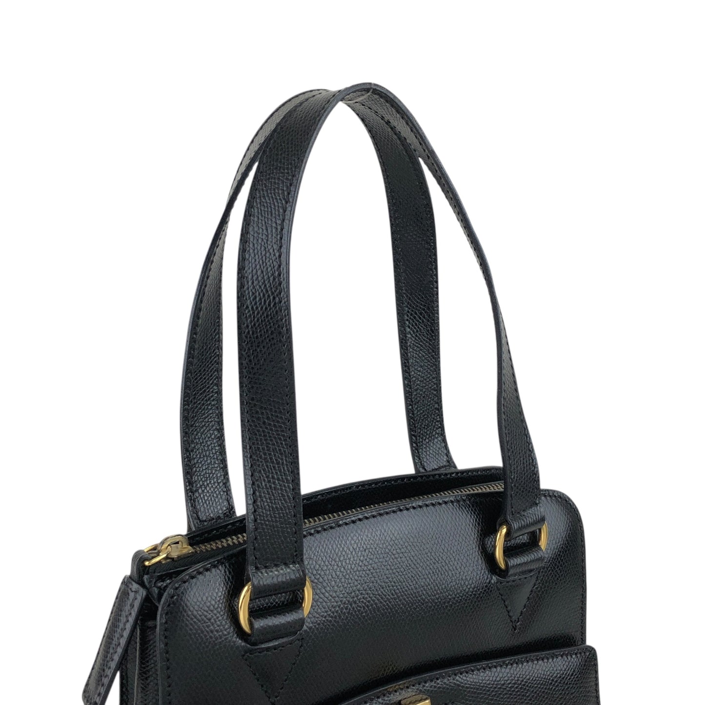 CELINE Turn Lock Handbag Black Vintage 6caidw