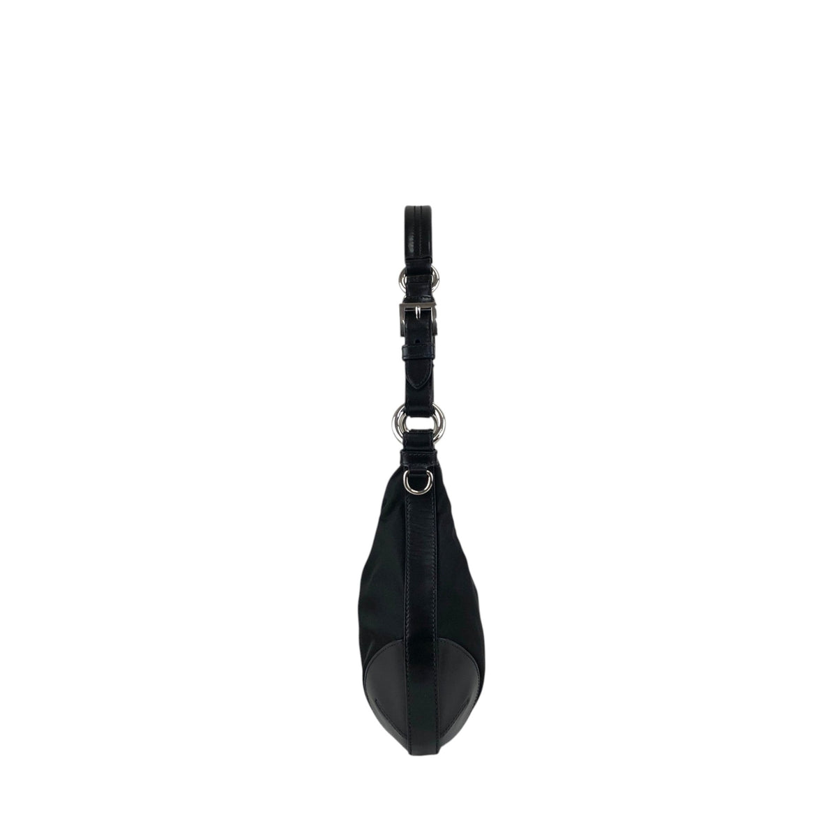 PRADA Triangle Logo Shoulder bag Hobobag Black Vintage cpgmii
