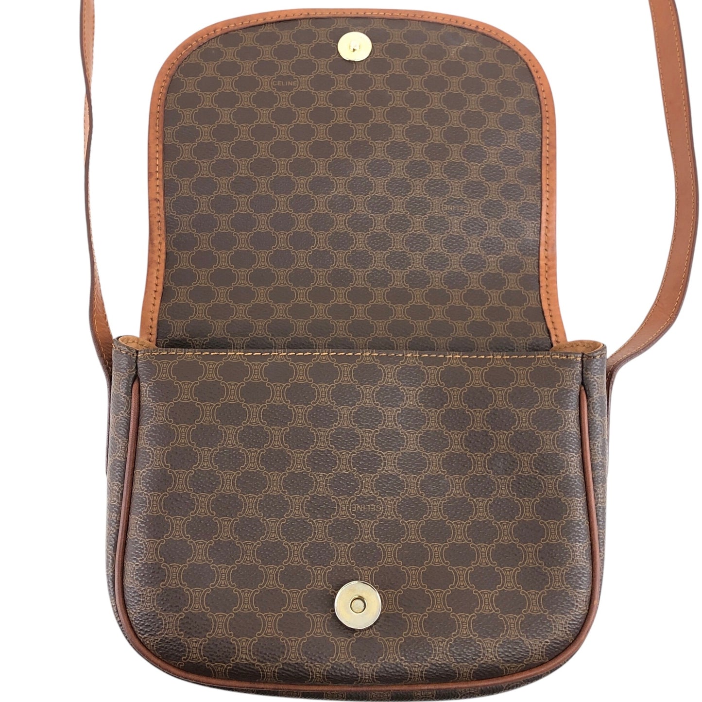 CELINE Macadam Front Buckle Shoulder bag Brown Vintage c7tgex