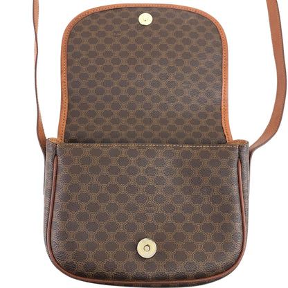 CELINE Macadam Front Buckle Shoulder bag Brown Vintage c7tgex