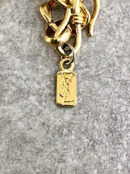 Yves Saint Laurent YSL Logo Necklace Gold Vintage fdhdea