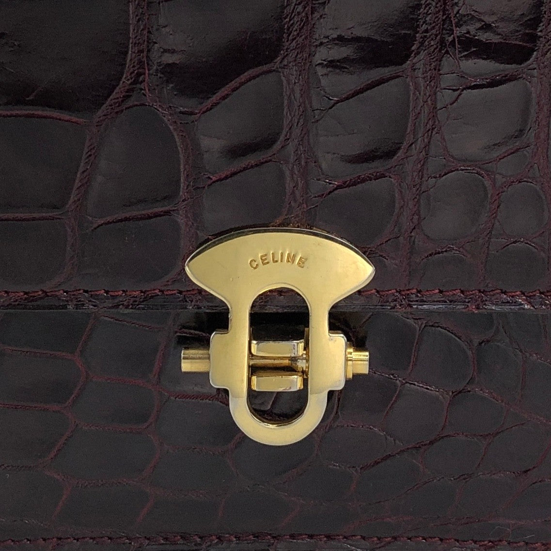 CELINE Front Lock Chain Shoulder bag Bordeaux Vintage iw6ga6