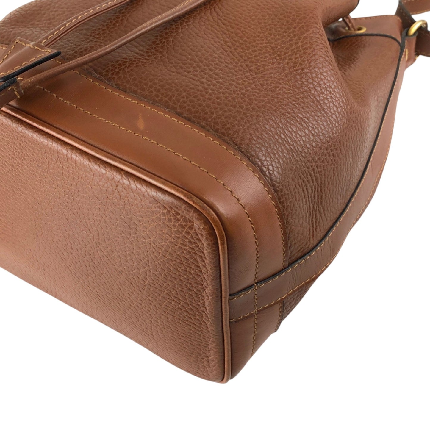 CELINE Gancini Drawstring Shoulder bag Brown Vintage 4uzkb3
