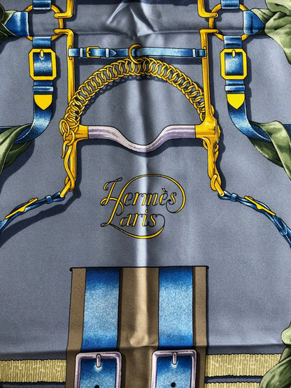 HERMES Silk Scarf Purple Grand Manege Vintage rh6jk7