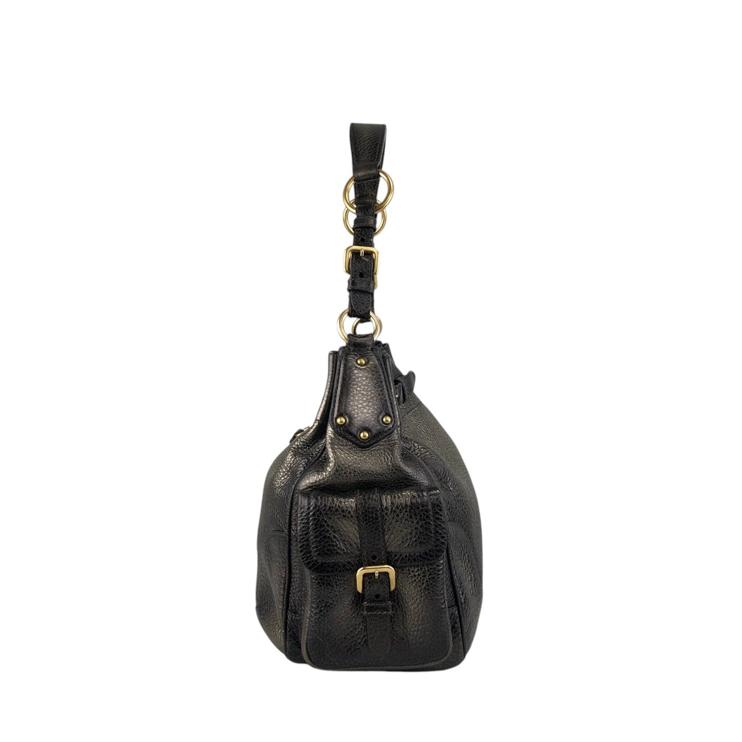 PRADA Logo Side Pocket Two-way Handbag Shoulder bag Bronze Vintage fiftw3