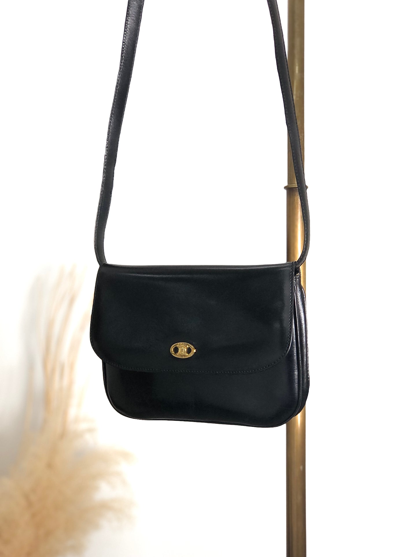 CELINE Blason Shoulder bag Black Vintage 533ix8