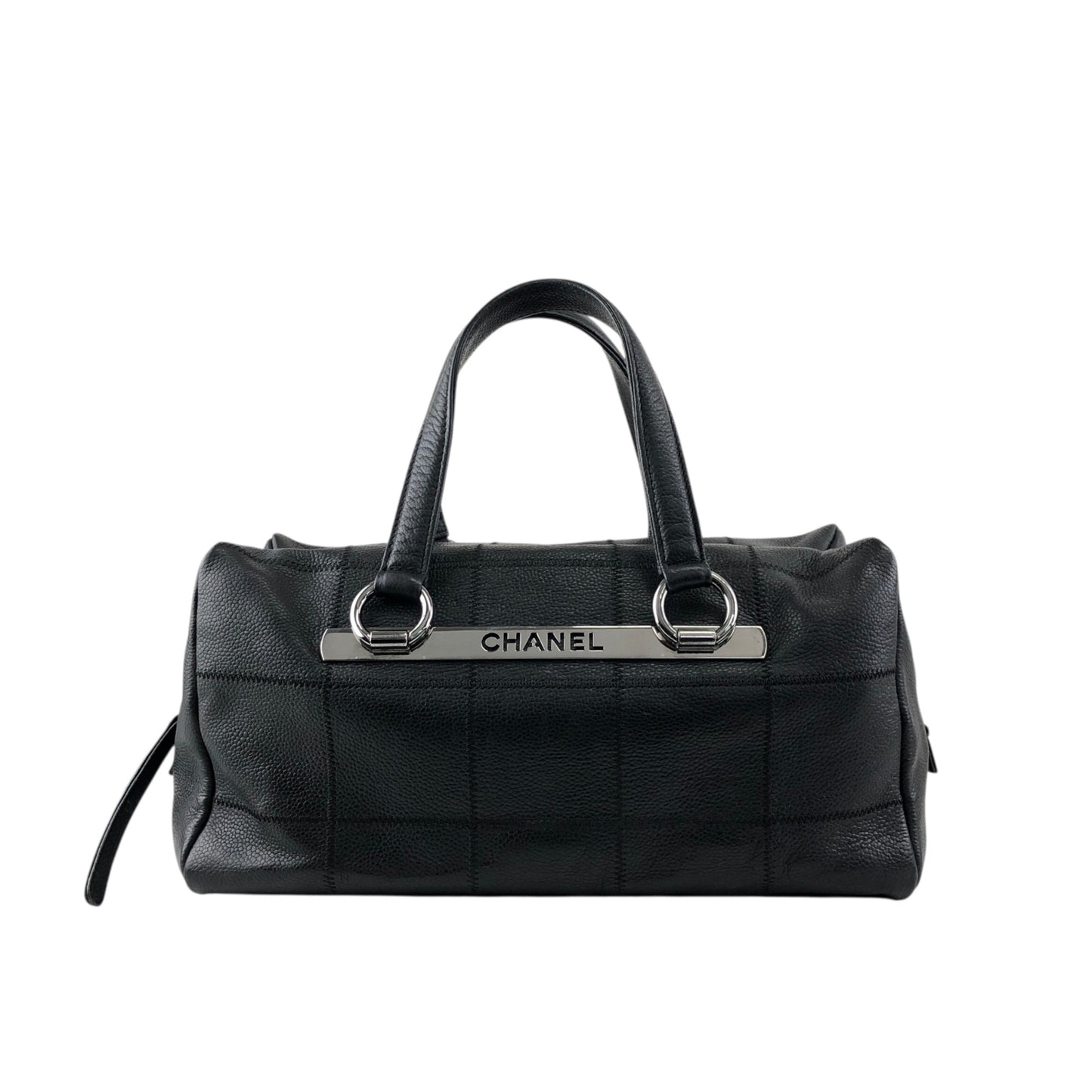 CHANEL Chocolate Bar Handbag Boston bag Black Vintage iez78z