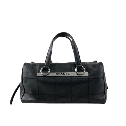 CHANEL Chocolate Bar Handbag Boston bag Black Vintage iez78z