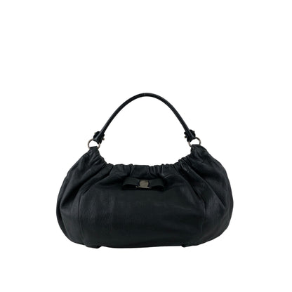 Salvatore Ferragamo Vala Ribbon Shoulder bag Hobobag Black Vintage bgm738