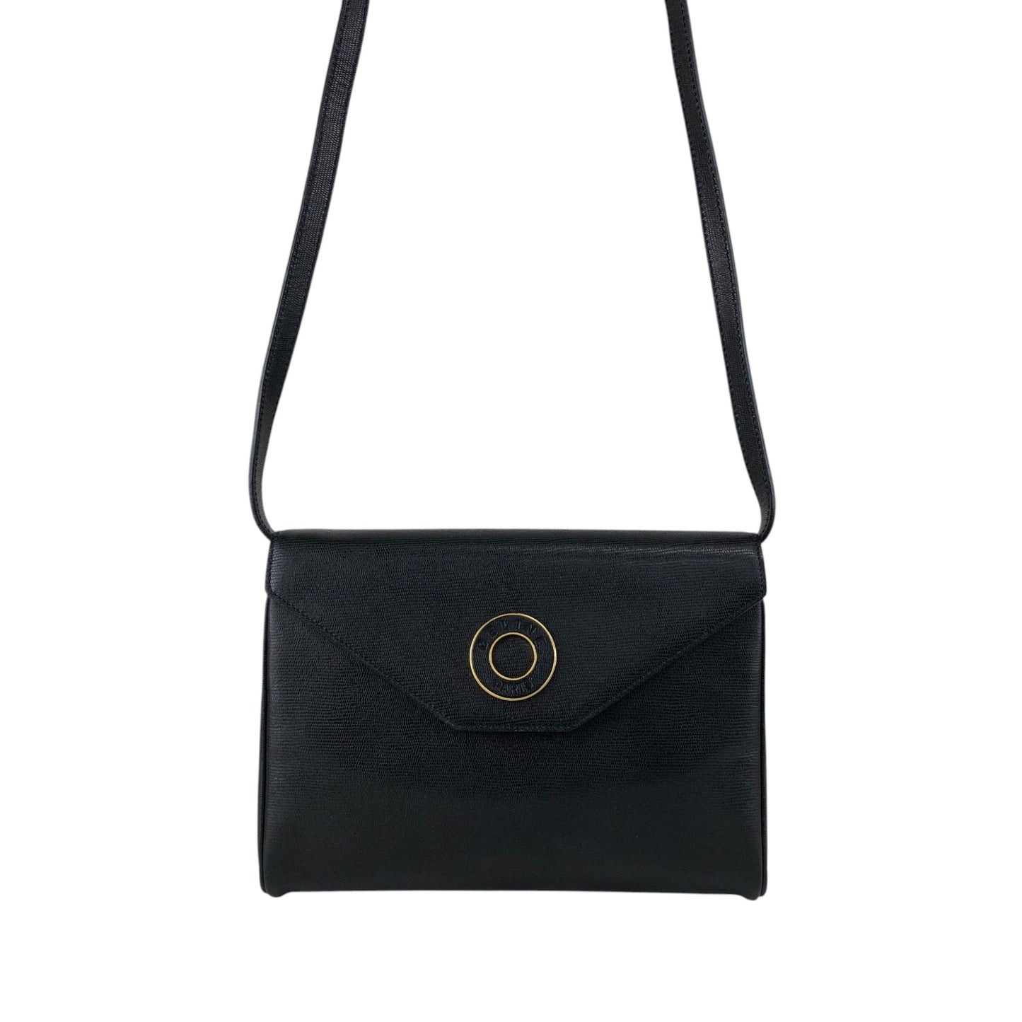 CELINE Circle Logo Shoulder bag Black Vintage bwix55