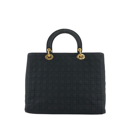 Christian Dior Cannage Logo Charm Handbag Black Vintage 2camf8
