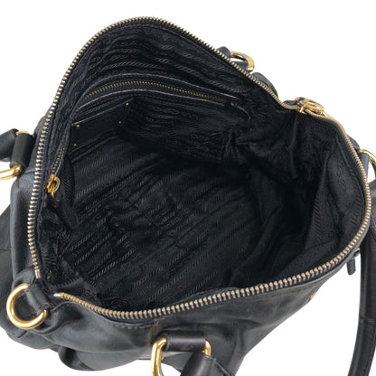 PRADA Logo Two-way Handbag Shoulder bag Black Vintage ashbj6