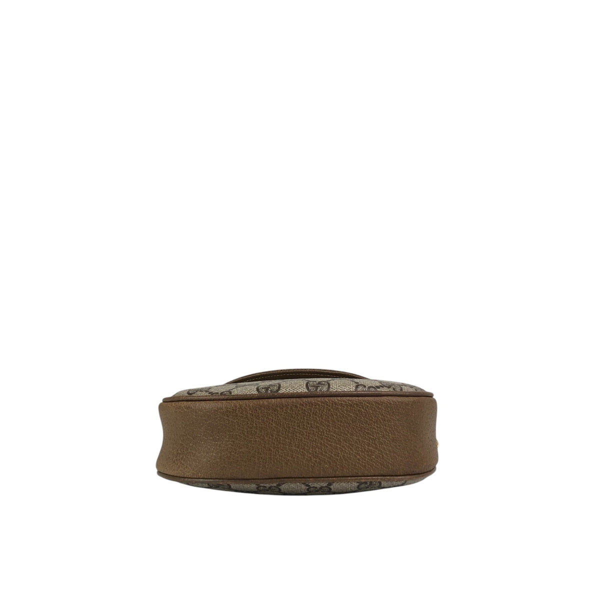 GUCCI Logo Round Shoulder bag Beige Vintage ku752d