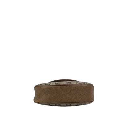 GUCCI Logo Round Shoulder bag Beige Vintage ku752d