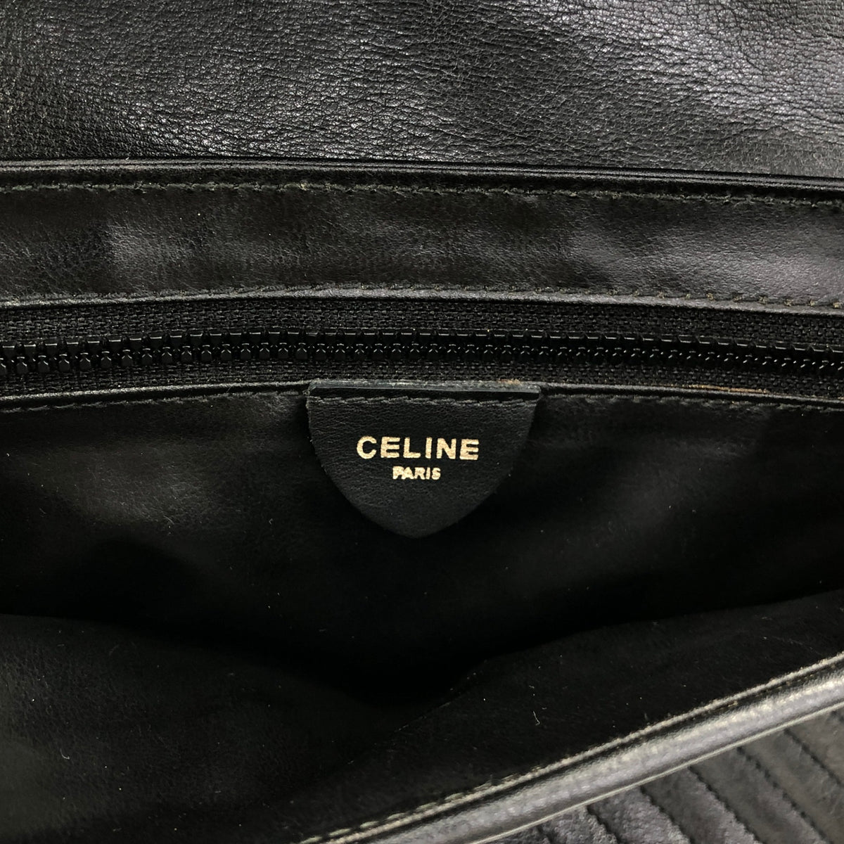 CELINE Blason Bias Stitch Shoulder bag Black Vintage hbufuu