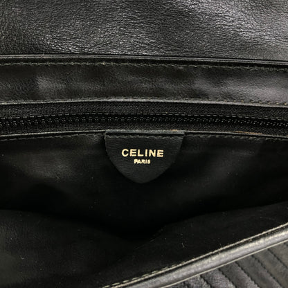 CELINE Blason Bias Stitch Shoulder bag Black Vintage hbufuu