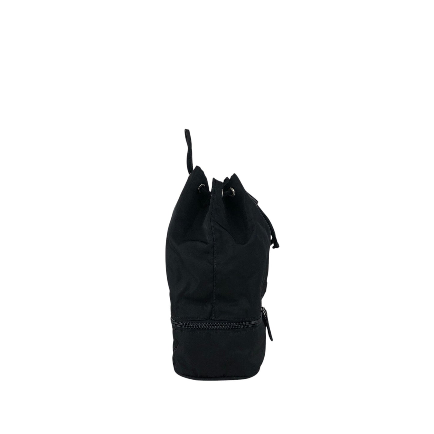 PRADA Tessuto Triangle Logo Drawstring Small Handbag Black Vintage bebvsv