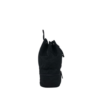 PRADA Tessuto Triangle Logo Drawstring Small Handbag Black Vintage bebvsv