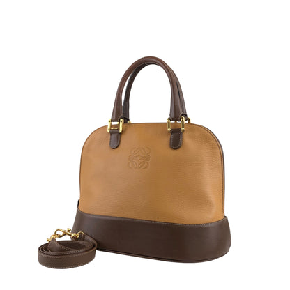 LOEWE Anagram Two-way Handbag Shoulder bag Brown×Camel Vintage ncuay4